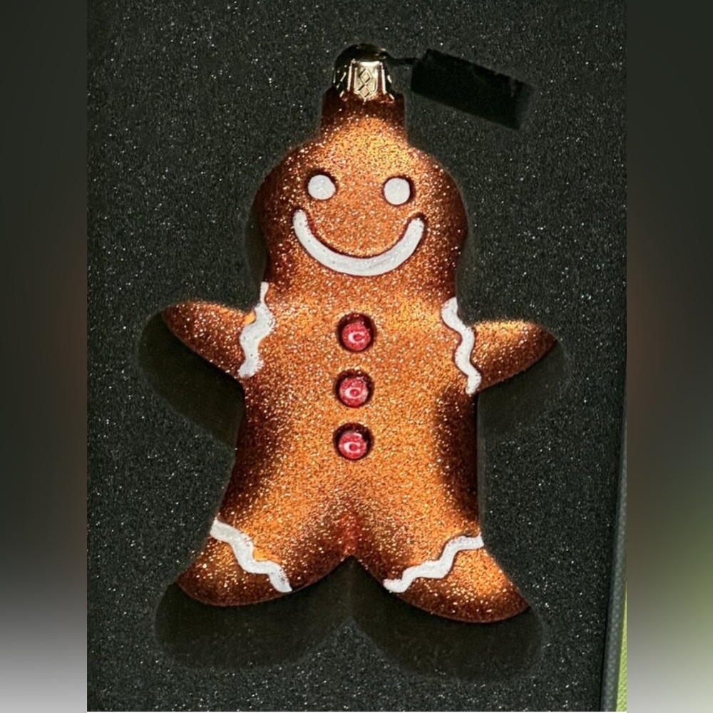 NWT Coach Brown Gingerbread Ornament with Red Accents